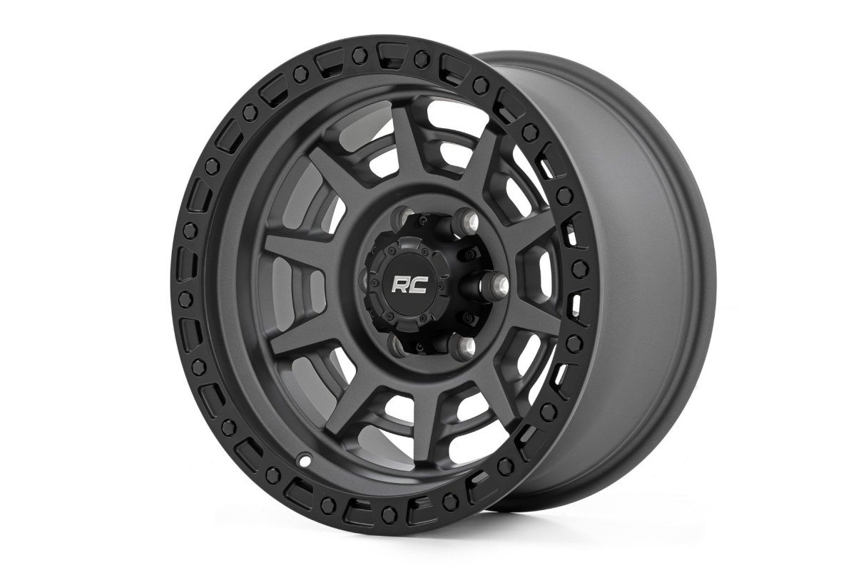 Chevrolet K10 Suburban Wheel - Rough Country - 85 Series, Simulated Beadlock - Gunmetal Gray/Black - '69-'86